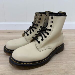 Dr. Martens Cream 1460 Smooth Leather Lace Up Boots